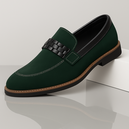 Mocassini da Uomo Camoscio Fascia Intrecciata Slip On