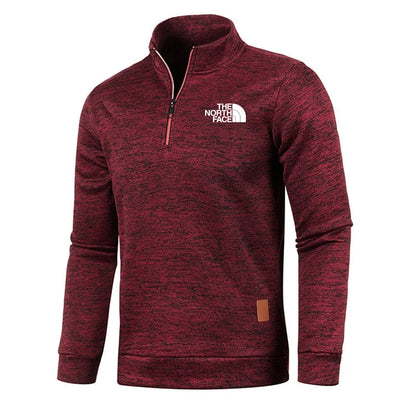 Felpa Autunnale da Uomo con Mezza Zip e Logo sul Petto