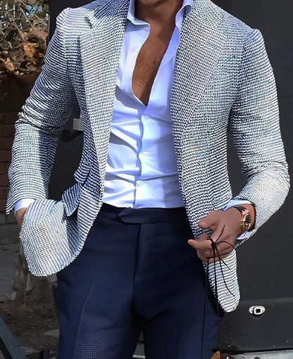 Blazer Slim Fit A Righe Con Collo Da Completo E Chiusura A Due Bottoni | Ideale Per Primavera E Autunno