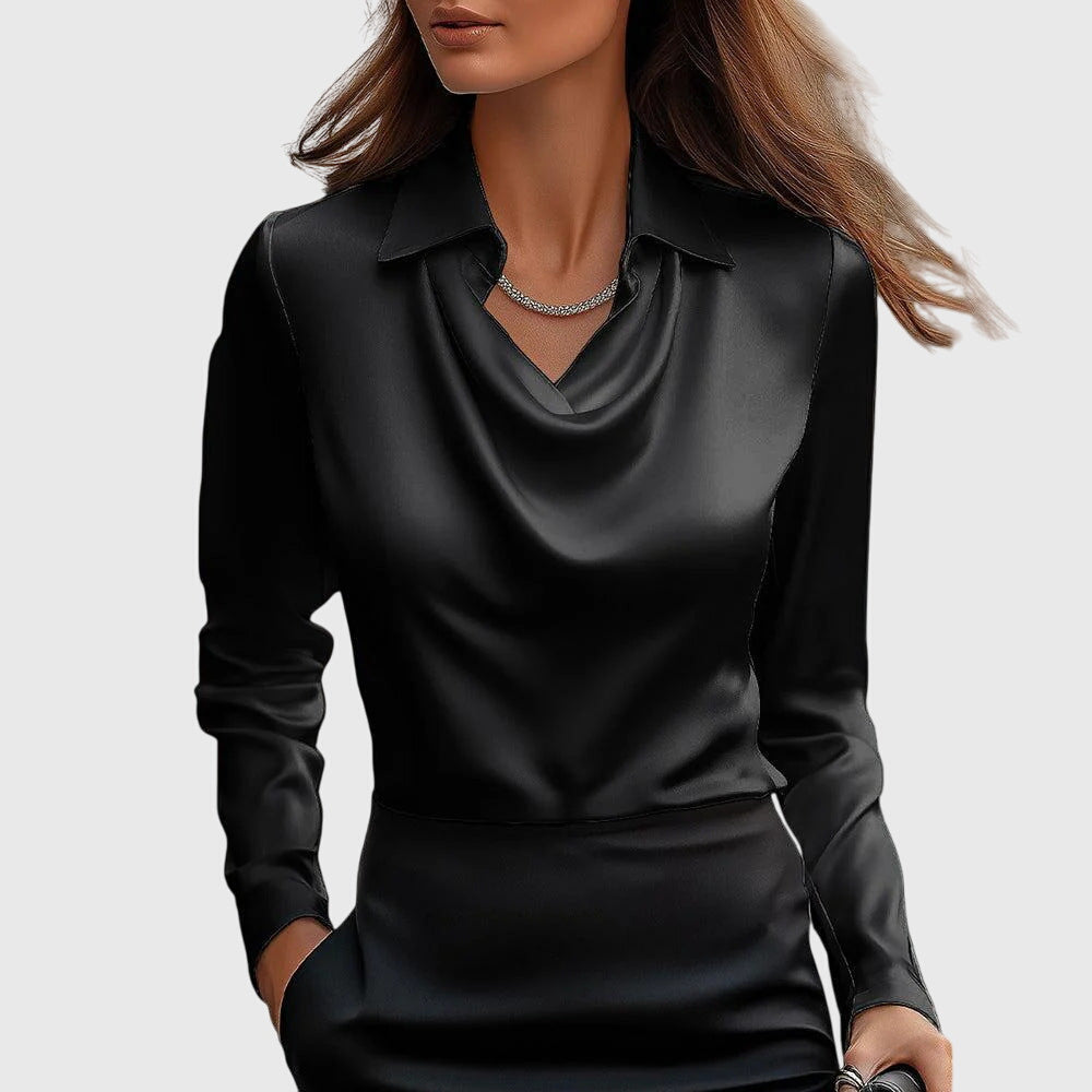Blusa da Donna con Scollo Pieghettato e Taschino sul Petto
