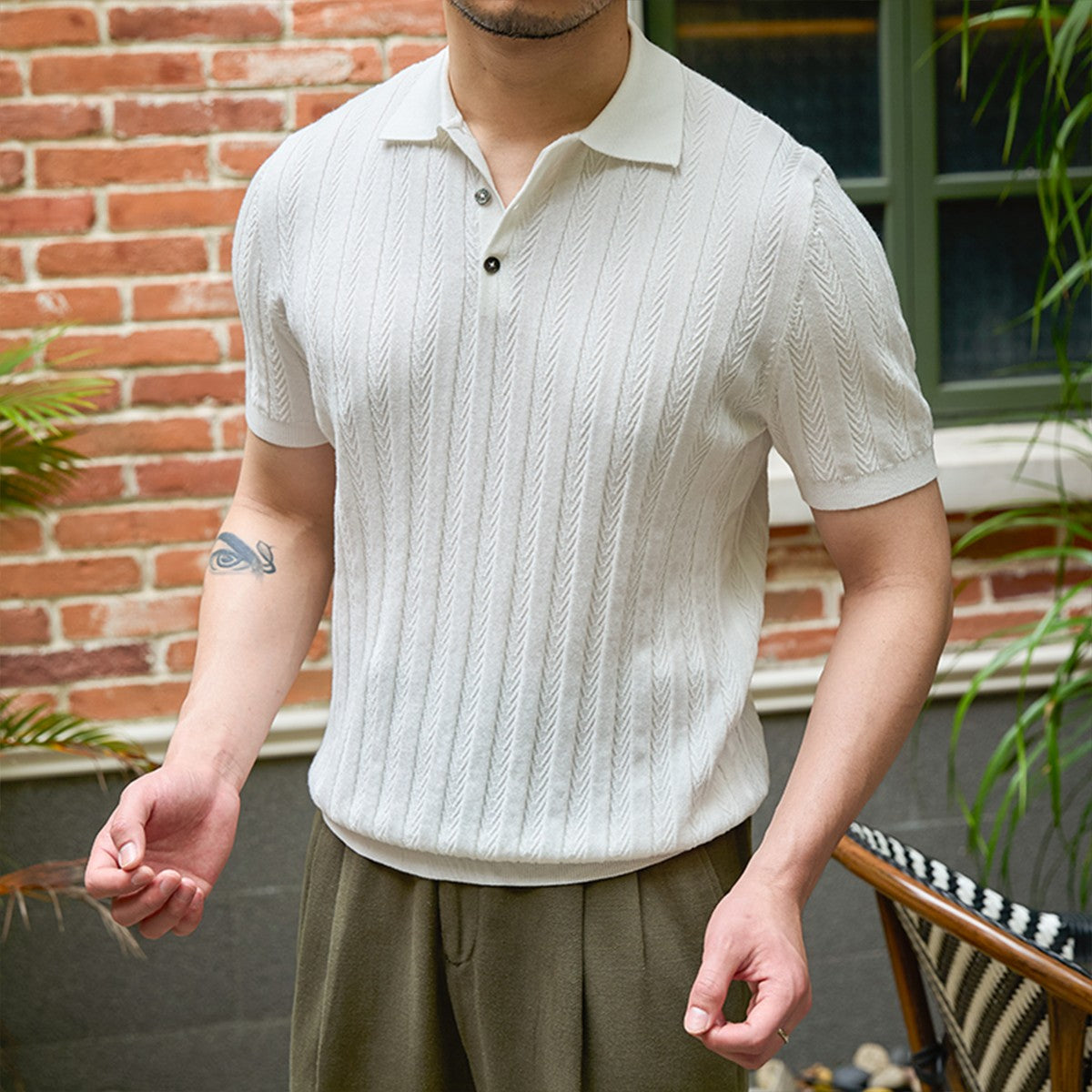 Camicia Uomo Slim-Fit a Maniche Corte in Maglia – Ideale per l'Estate