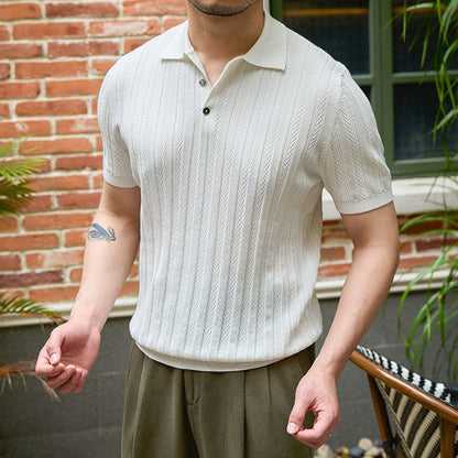 Camicia Uomo Slim-Fit a Maniche Corte in Maglia – Ideale per l'Estate
