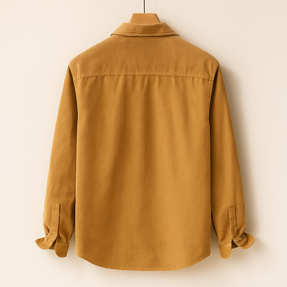 Camicia da Uomo in Velluto a Coste a Manica Lunga con Taschino