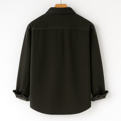 Camicia da Uomo in Velluto a Coste a Manica Lunga con Taschino