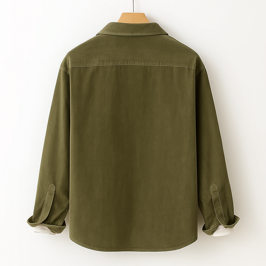 Camicia da Uomo in Velluto a Coste a Manica Lunga con Taschino