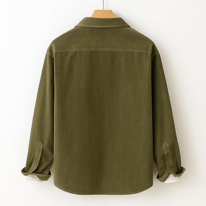 Camicia da Uomo in Velluto a Coste a Manica Lunga con Taschino