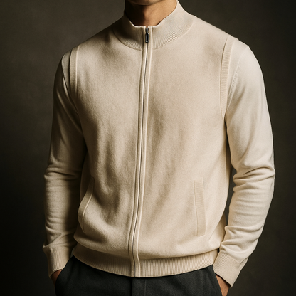 Gilet da Uomo in Cashmere con Zip Integrale e Tasche Laterali