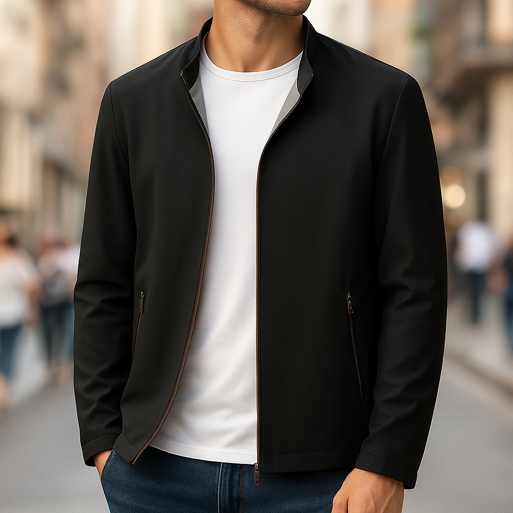 Giacca da Uomo Zip Leggera Vestibilità Sartoriale
