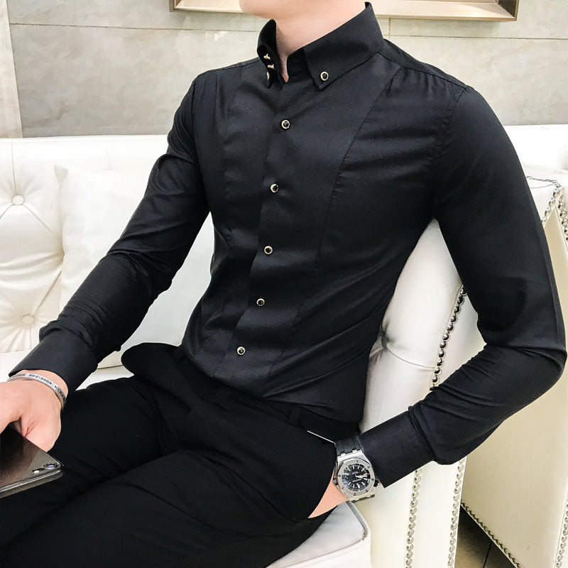 Camicia a Maniche Lunghe a Tinta Unita Ideale per Tutte le Stagioni