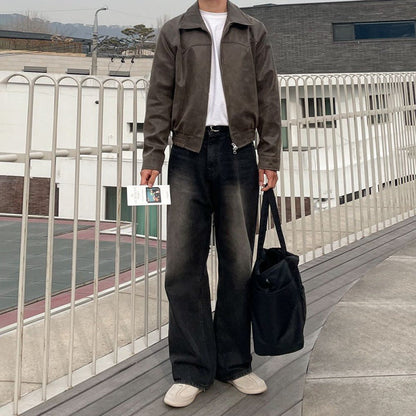 Kort herrejakke med løs pasform og lange ærmer i retrostil