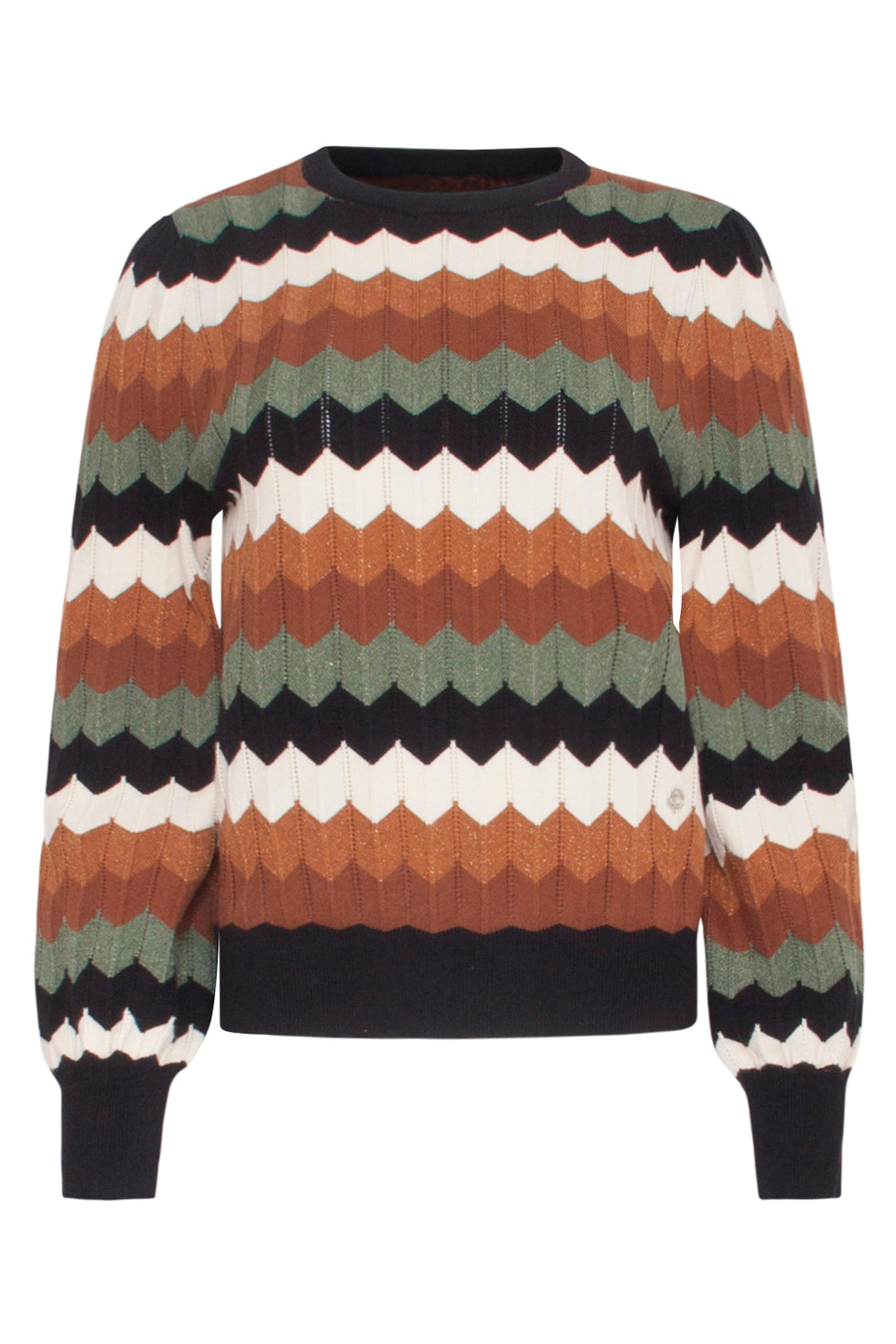 Dame Striktrøje med Retro Grafisk Mønster og Løs Pasform