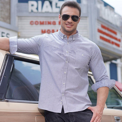 Camisa de Hombre de Manga Larga Primaveral Tallas Cómodas con Motivo de Rayas