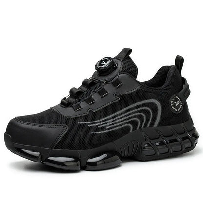 Scarpa sportiva nera con suola ammortizzata, design moderno e lacci elastici. Ideale per corsa e fitness. Scarpe da ginnastica uomo.