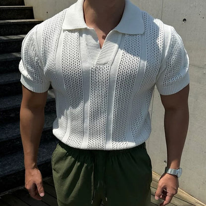 Polo da Uomo a Maniche Corte in Maglia a Rete Ideale per l'Estate