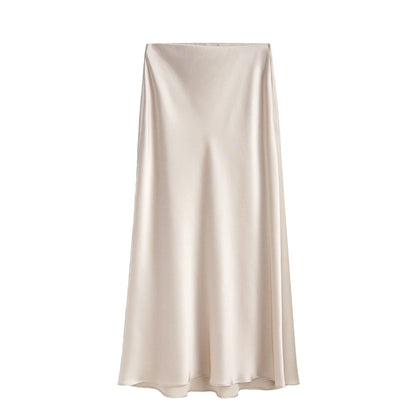 Gonna a Vita Alta da Donna di Lunghezza Media con Spacco Obliquo ed Elastico