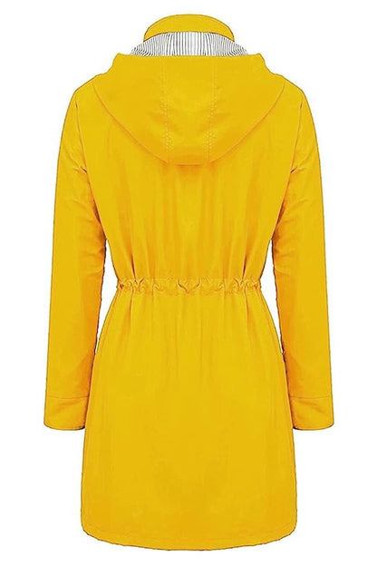 Giacca Antipioggia da Donna Primaverile Con Cappuccio A Righe Idrorepellente