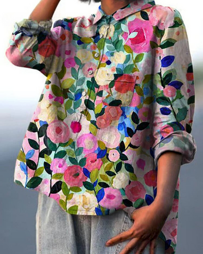 Blusa a fiori con tessuto leggero I Ideale per primavera ed estate