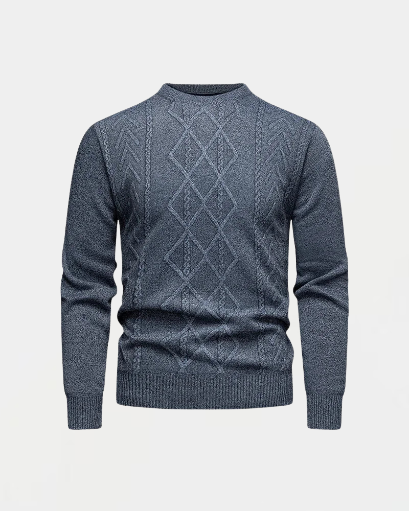Maglione da Uomo con Lavorazione a Rombi e Girocollo