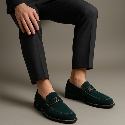 Mocassini da Uomo Camoscio Fascia Intrecciata Slip On