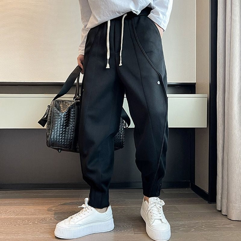 Jogger da Uomo con Vestibilità Affusolata, Tasche Funzionali e Bottoni alle Caviglie