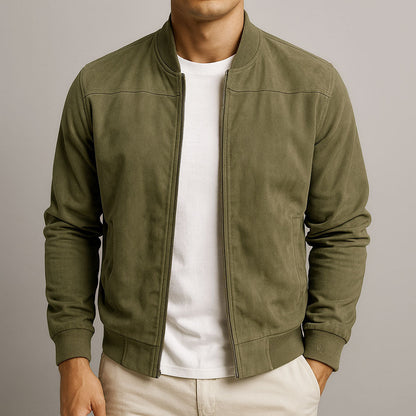 Giacca da Uomo in Camoscio Slim Fit Stile Bomber Minimalista