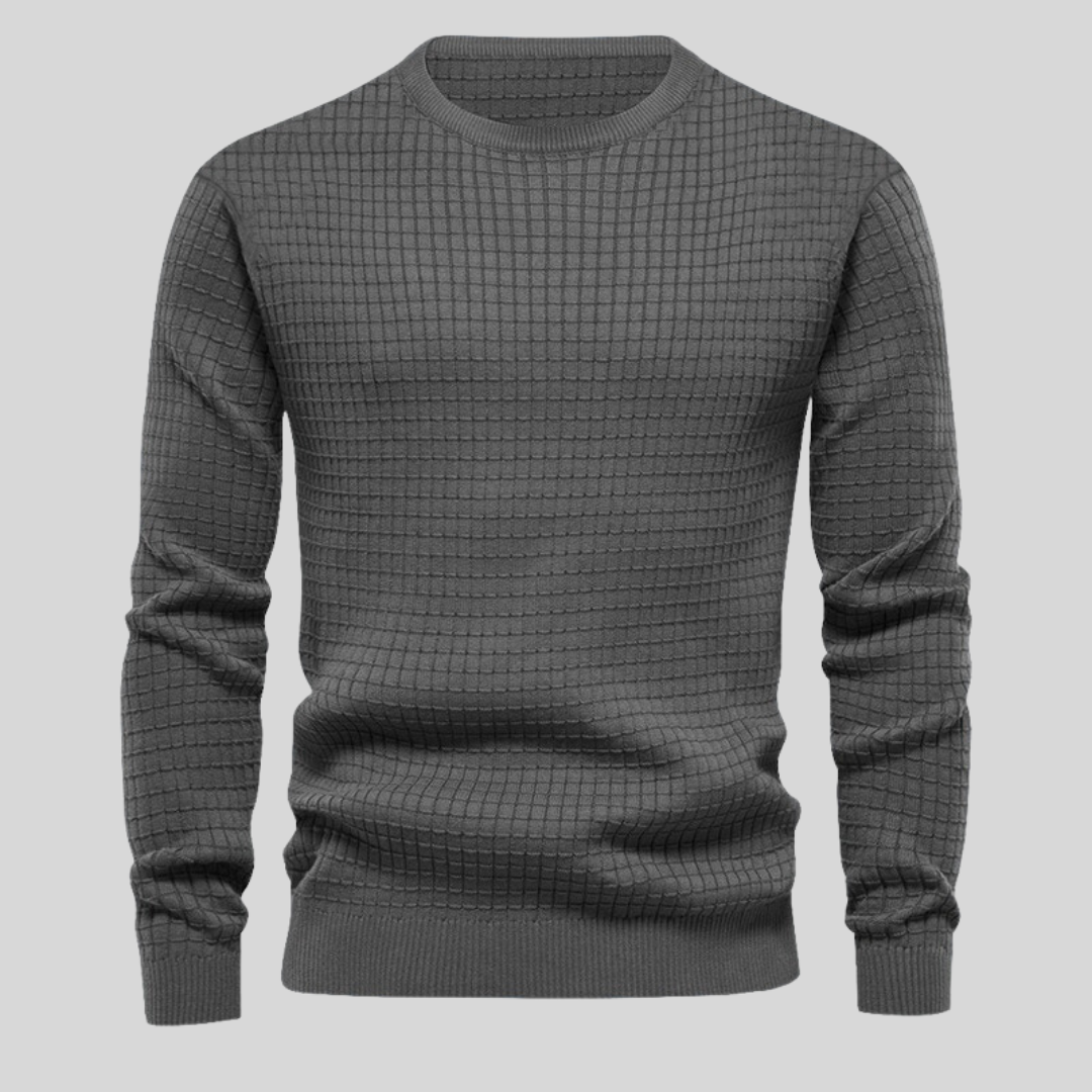 Maglione Uomo Girocollo a Vestibilità Regolare con Tessuto a Maglia