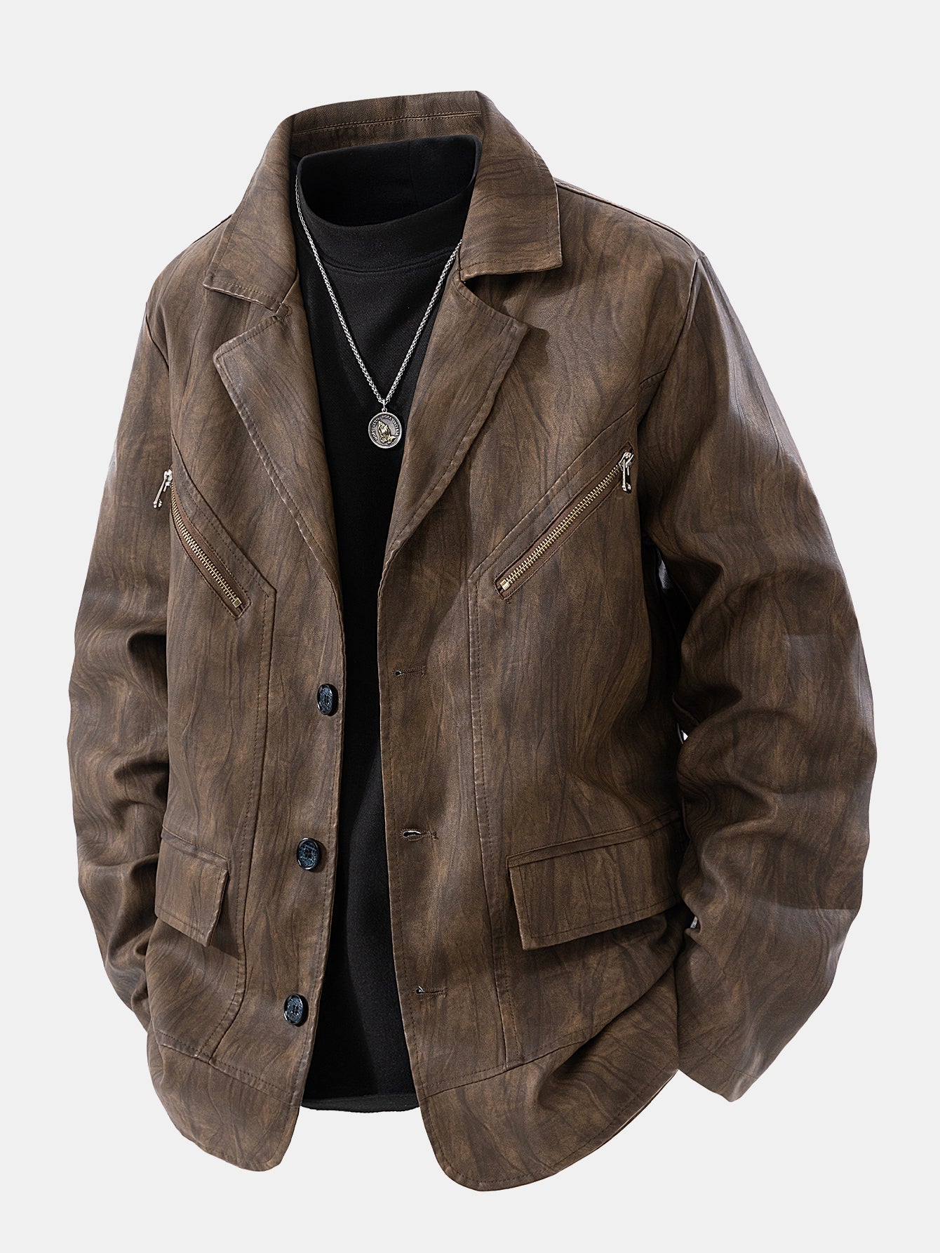 Giacca Utility da Uomo con Finitura Testurizzata e Tasche Frontali Multiple