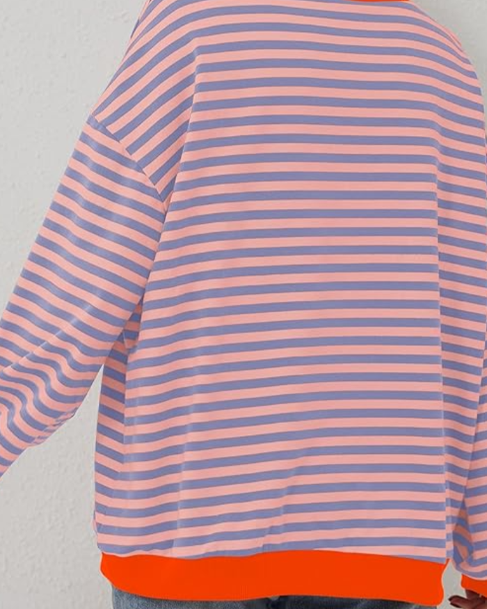 Maglione a Righe da Donna con Girocollo Slim Fit