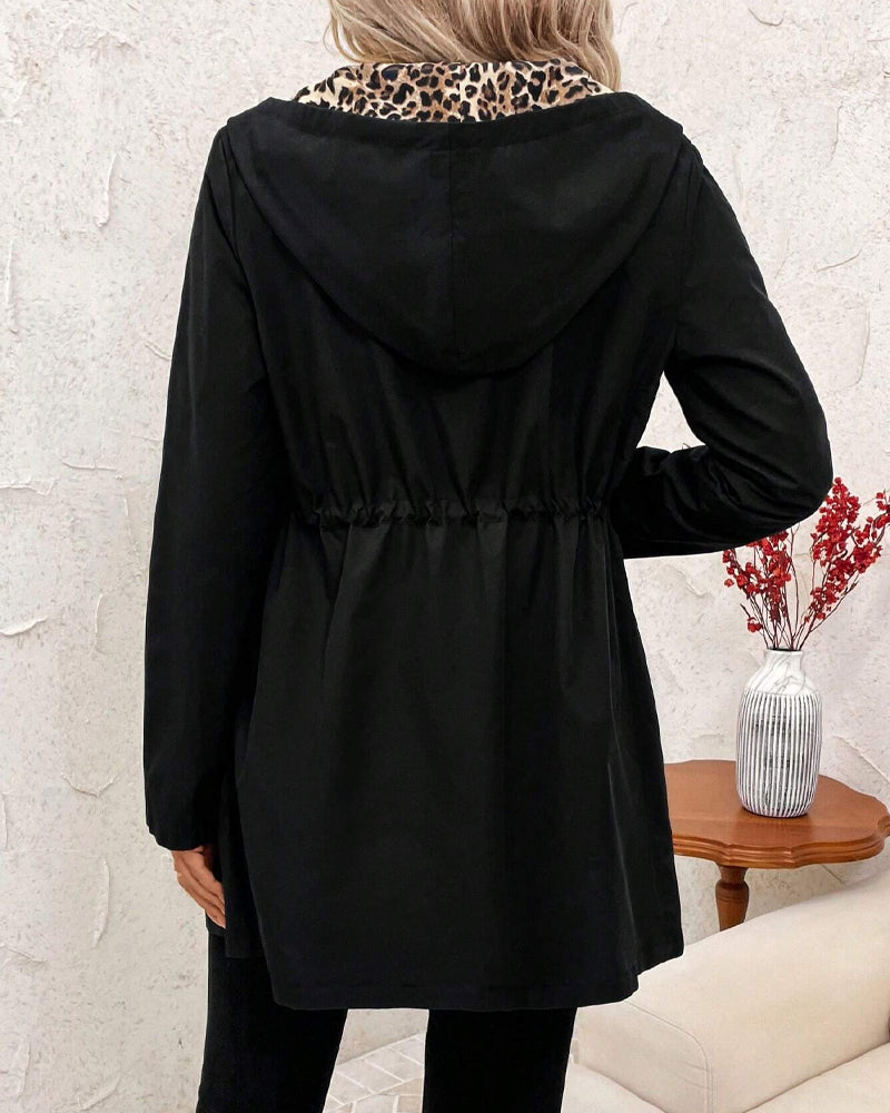 Cardigan Reversibile da Donna con Stampa Leopardo e Tasche