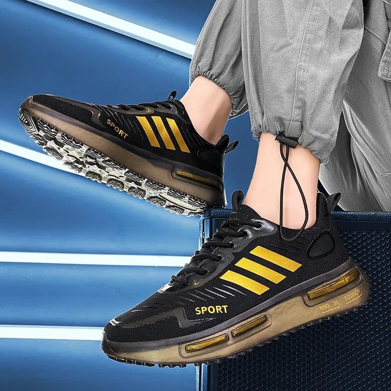 Herresneakers med snørebånd, luftsål og rund tå