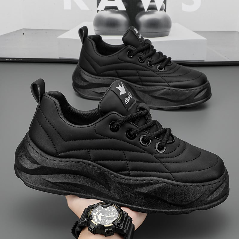 Men's Running Sneakers with Thick Sole, Rubber Sole, and Round Toe