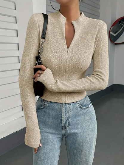 Maglione da Donna Aderente in Maglia con Finitura Opaca