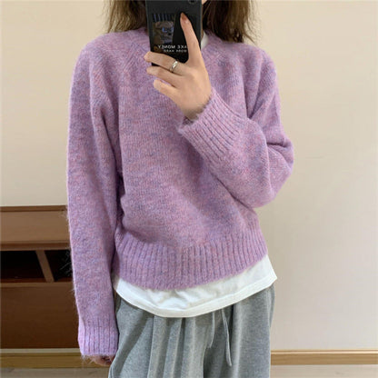 Maglione Pullover da Donna a Vestibilità Ampia con Scollo Rotondo e Maniche Lunghe