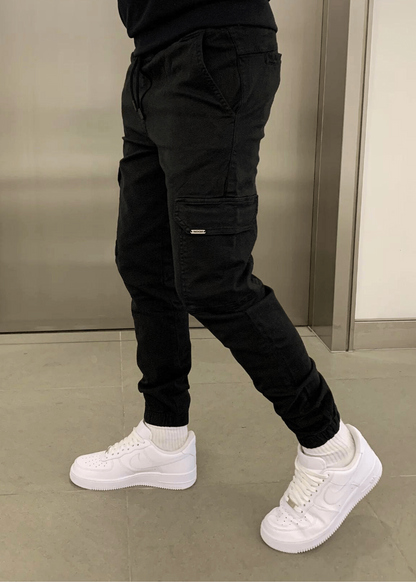 Pantaloni Jogger Cargo da Uomo con Vita Elasticizzata e Tasche Laterali