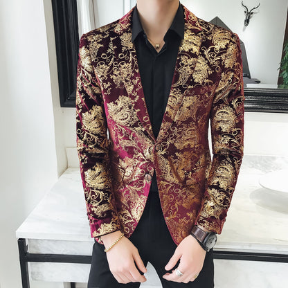 Abito Casual Uomo con Stampa Floreale e Fodera in Poliestere | Ideale per Primavera e Autunno