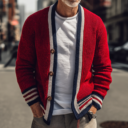 Cardigan da Uomo a Righe con Chiusura a Bottoni