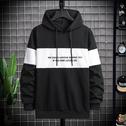 Felpa con Cappuccio da Uomo a Pullover con Scollo Tondo, Tasca a Marsupio e Maniche a Spalla Scesa