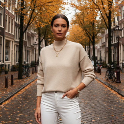 Maglione Dolcevita da Donna Maniche Lunghe con Vestibilità Corta