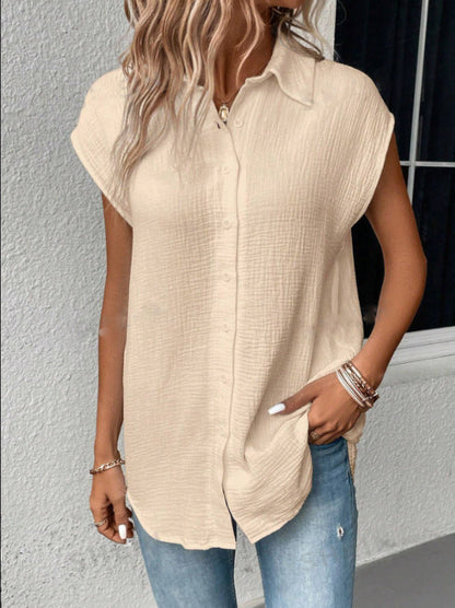 Blusa in Cotone a Maniche Corte con Bottoni | Ideale per Primavera & Estate