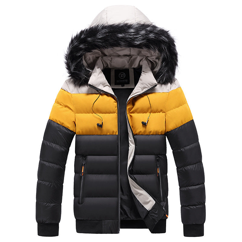 Chaqueta de invierno para hombre tipo puffer con capucha y cierre con cremallera