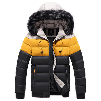 Chaqueta de invierno para hombre tipo puffer con capucha y cierre con cremallera