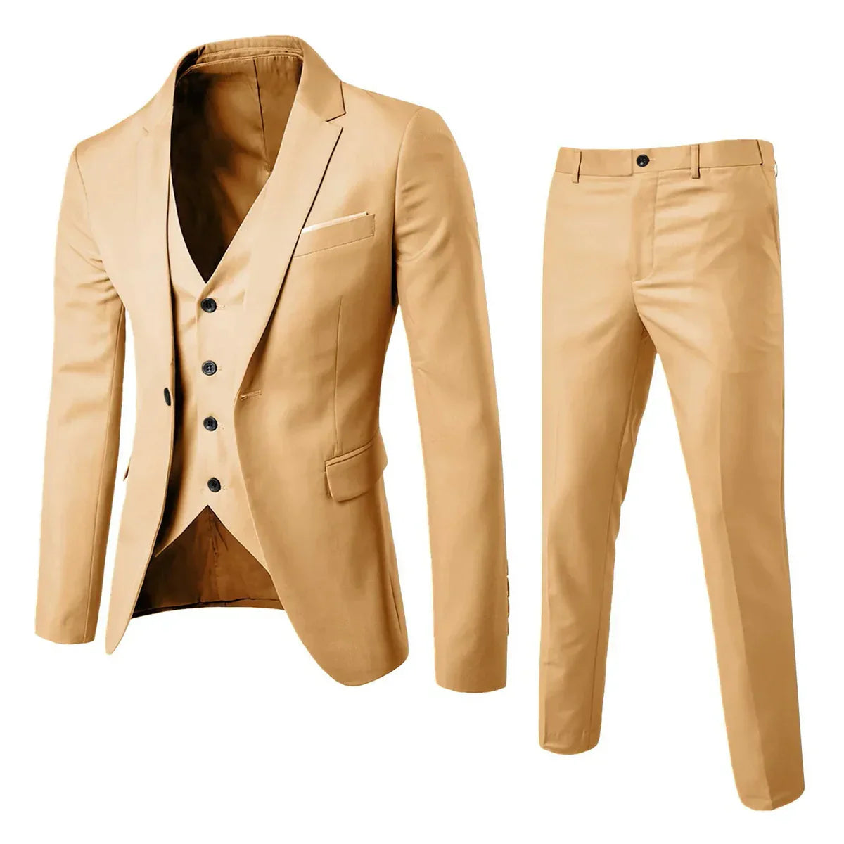 Completo da uomo tre pezzi elegante con gilet e pantaloni per cerimonie e ufficio