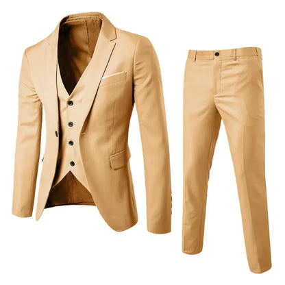 Completo da uomo tre pezzi elegante con gilet e pantaloni per cerimonie e ufficio