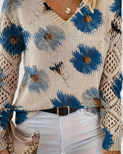 Maglione da Donna con Maniche Traforate e Texture Morbida