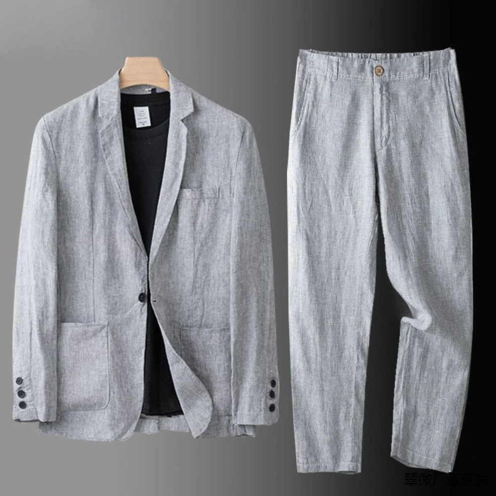 Completo Estivo da Uomo Due Pezzi con Camicia e Pantaloni a Taglio Affusolato