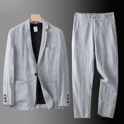 Completo Estivo da Uomo Due Pezzi con Camicia e Pantaloni a Taglio Affusolato