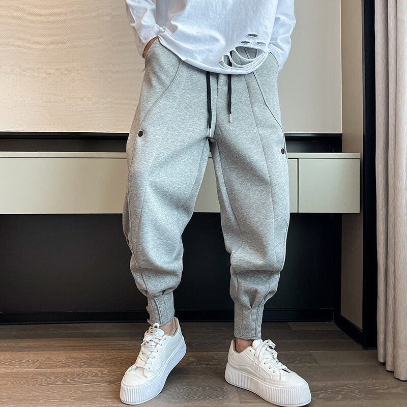 Jogger da Uomo con Vestibilità Affusolata, Tasche Funzionali e Bottoni alle Caviglie