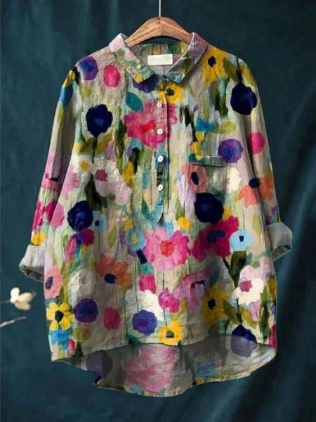 Blusa a fiori con tessuto leggero I Ideale per primavera ed estate