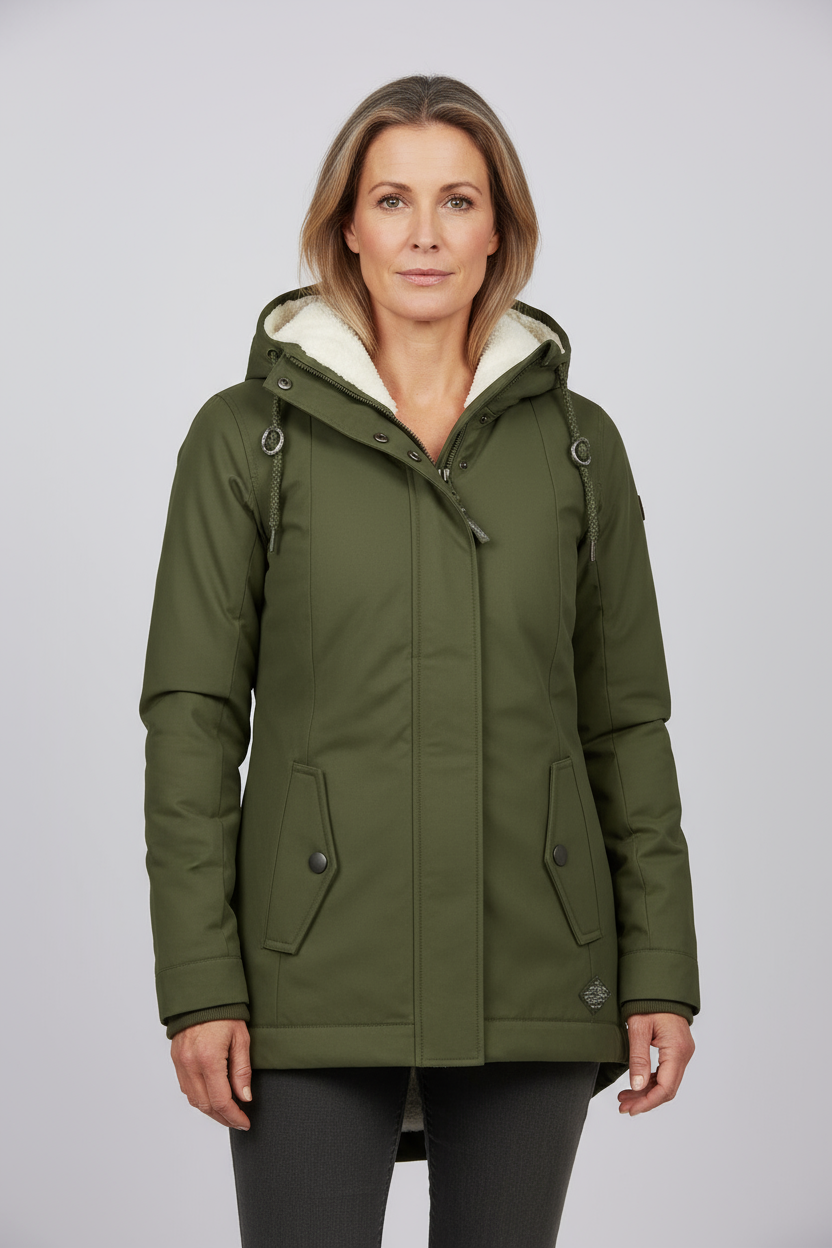 Giacca Invernale da Donna Impermeabile con Fodera in Pile e Cappuccio Removibile