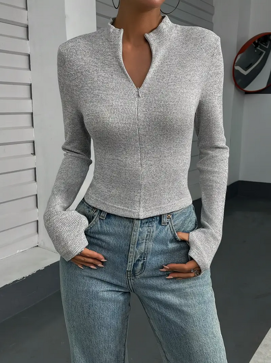 Maglione da Donna Aderente in Maglia con Finitura Opaca